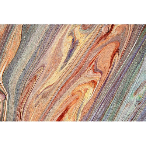 Fluid Acrylic Multicolored Flows Gold Ornate Wood Framed Art Print with Double Matting by Jenny Rainbow Fine Art