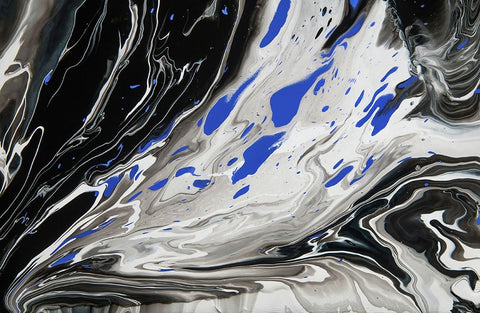 Fluid Acrylic Night Over Ocean 1 Black Ornate Wood Framed Art Print with Double Matting by Jenny Rainbow Fine Art