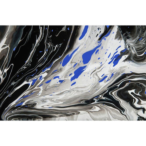Fluid Acrylic Night Over Ocean 1 Gold Ornate Wood Framed Art Print with Double Matting by Jenny Rainbow Fine Art