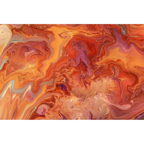 Fluid Acrylic Orange Flame Gold Ornate Wood Framed Art Print with Double Matting by Jenny Rainbow Fine Art