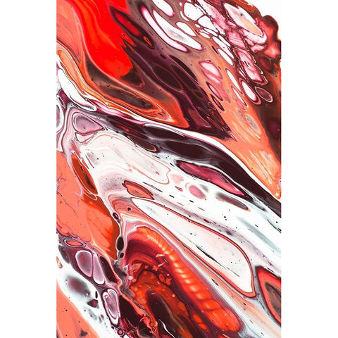 Fluid Acrylic Terracotta and Coral Flows White Modern Wood Framed Art Print by Jenny Rainbow Fine Art