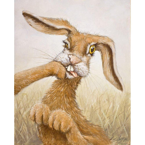 117 Boxing Hare Gold Ornate Wood Framed Art Print with Double Matting by Silver, John