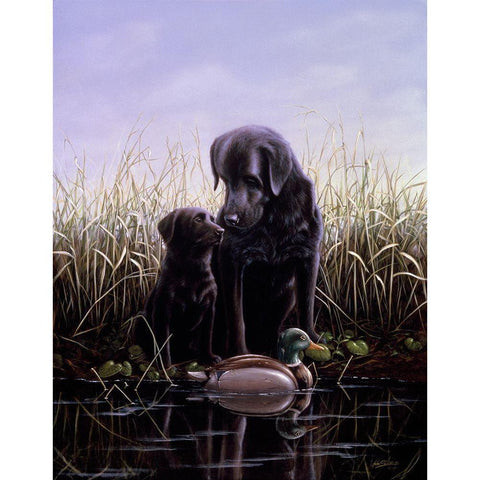 Js37-C Black Modern Wood Framed Art Print with Double Matting by Silver, John