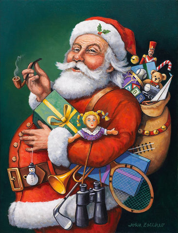Saint Nick and All His Toys Black Modern Wood Framed Art Print by Zaccheo, John