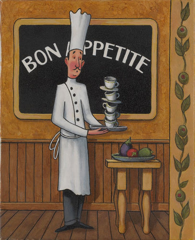 Bon Appetite Black Modern Wood Framed Art Print by Zaccheo, John