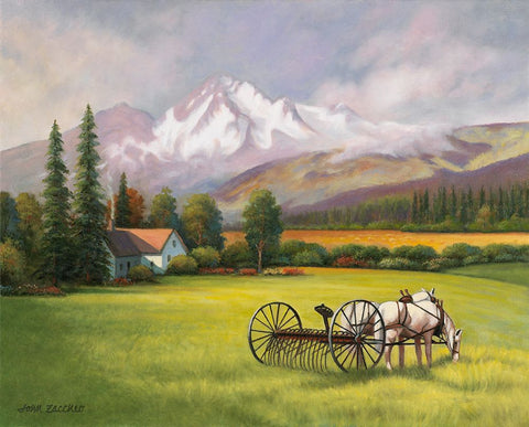 Harvest In The Rockies White Modern Wood Framed Art Print with Double Matting by Zaccheo, John