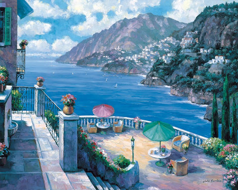 The Amalfi Coast White Modern Wood Framed Art Print with Double Matting by Zaccheo, John