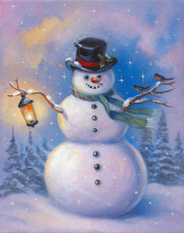 Snowman Black Modern Wood Framed Art Print by Zaccheo, John