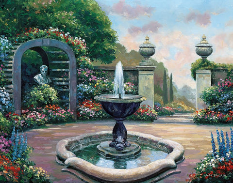 Renaissance Garden Black Modern Wood Framed Art Print by Zaccheo, John