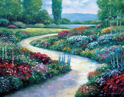 Lakeside Path Black Modern Wood Framed Art Print by Zaccheo, John