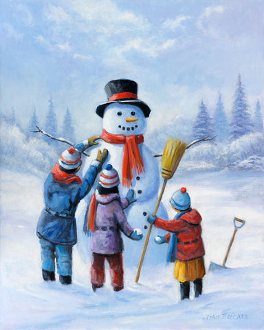 Snowman III Black Modern Wood Framed Art Print by Zaccheo, John