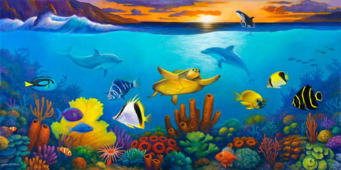 Underwater Color Black Modern Wood Framed Art Print by Zaccheo, John