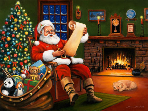 Checking his List Black Modern Wood Framed Art Print by Zaccheo, John