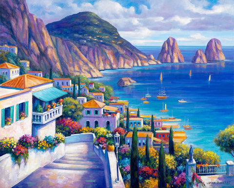 View of the Ocean Black Modern Wood Framed Art Print by Zaccheo, John