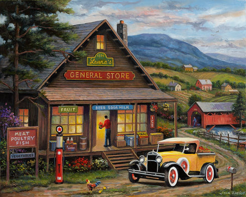 Lauras General Store Black Modern Wood Framed Art Print by Zaccheo, John