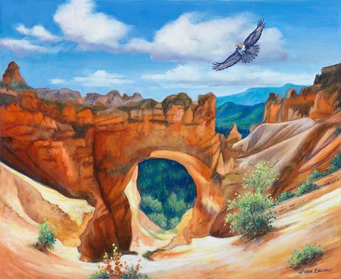 Hawk Over Bryce Canyon Black Ornate Wood Framed Art Print with Double Matting by Zaccheo, John