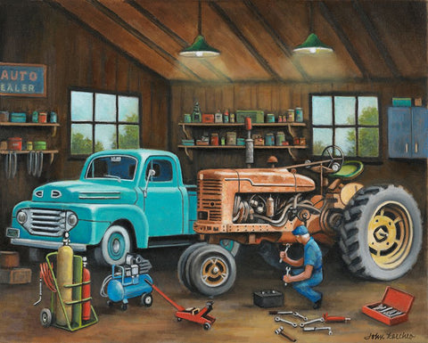 Grandpas Garage Black Modern Wood Framed Art Print by Zaccheo, John