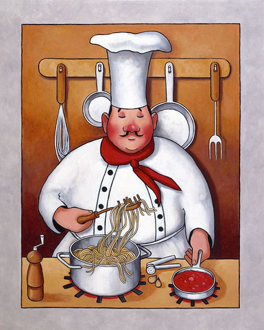 Chef 4 White Modern Wood Framed Art Print with Double Matting by Zaccheo, John