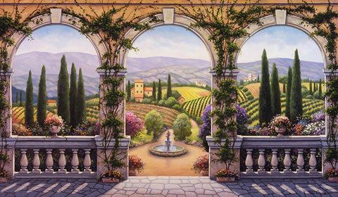 Tuscan Villa White Modern Wood Framed Art Print with Double Matting by Zaccheo, John