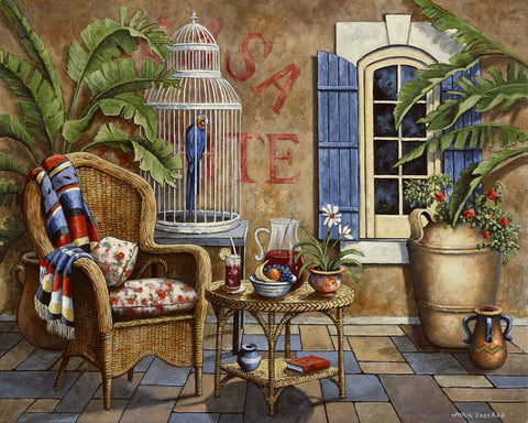 Fiesta 1 Black Ornate Wood Framed Art Print with Double Matting by Zaccheo, John