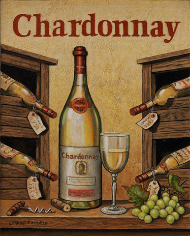 Chardonnay White Modern Wood Framed Art Print with Double Matting by Zaccheo, John