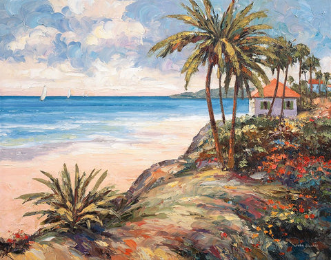 Coastal Light Black Ornate Wood Framed Art Print with Double Matting by Zaccheo, John