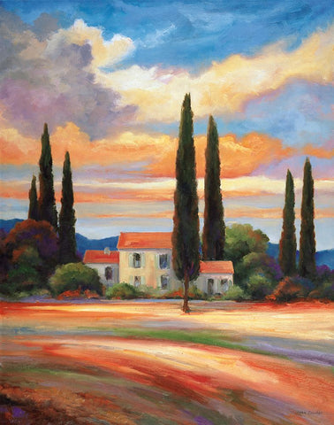 Sunset In Provence Black Ornate Wood Framed Art Print with Double Matting by Zaccheo, John