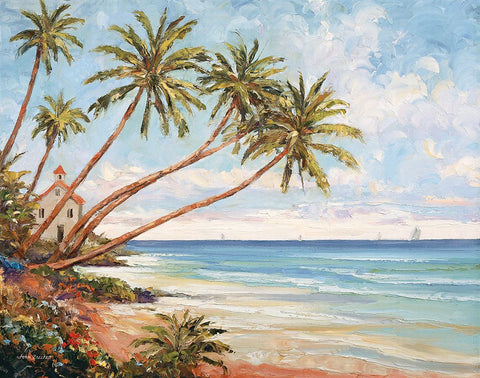 Seaside Vista Black Ornate Wood Framed Art Print with Double Matting by Zaccheo, John