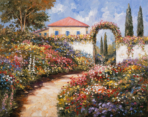 Garden Walk Black Modern Wood Framed Art Print by Zaccheo, John