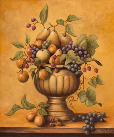 Fruit Bowl Black Ornate Wood Framed Art Print with Double Matting by Zaccheo, John