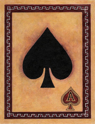 Ace Of Spades Black Modern Wood Framed Art Print by Zaccheo, John