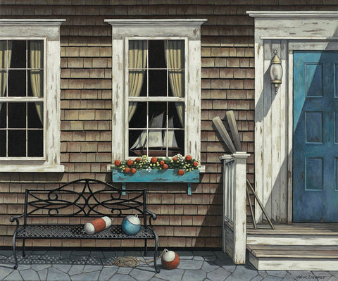 Nantucket White Modern Wood Framed Art Print with Double Matting by Zaccheo, John