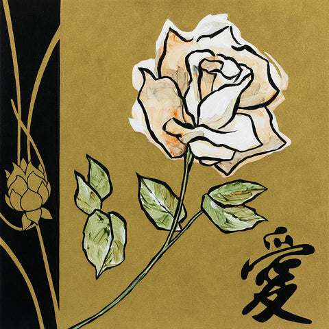 Asian Rose Black Modern Wood Framed Art Print by Zaccheo, John