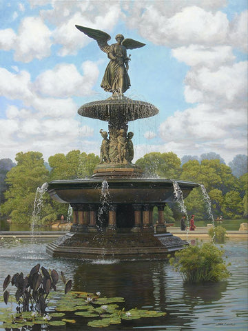 The Fountain Black Modern Wood Framed Art Print by Zaccheo, John