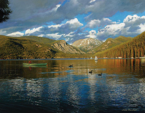 Vista Of Grand Lake, Colorado Black Modern Wood Framed Art Print by Zaccheo, John