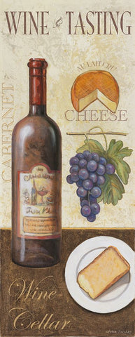 Wine And Cheese 1 Black Modern Wood Framed Art Print by Zaccheo, John