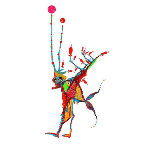 Fish Man Gold Ornate Wood Framed Art Print with Double Matting by Kwerki Studios