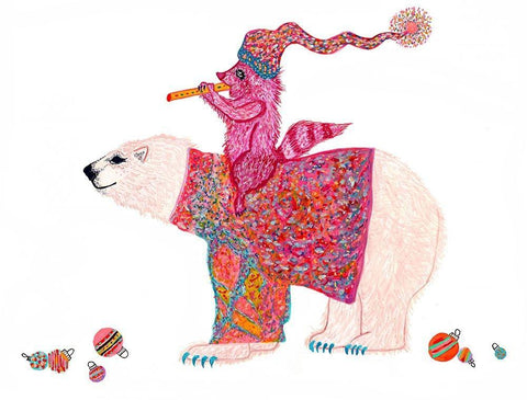 Mistelpaws And Snowpea Black Ornate Wood Framed Art Print with Double Matting by Kwerki Studios