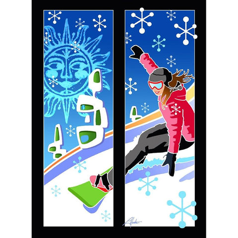 Snowboarder Black Modern Wood Framed Art Print with Double Matting by Hunter, Larry