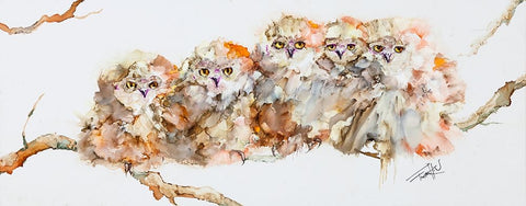 Owl You Need is Love Black Ornate Wood Framed Art Print with Double Matting by Art by Leslie Franklin