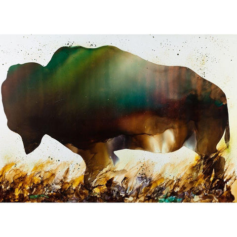 Roaming the Plains Black Modern Wood Framed Art Print by Art by Leslie Franklin