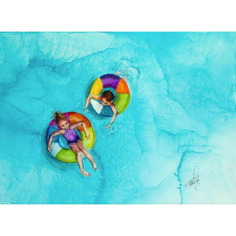 Dont Splash Black Modern Wood Framed Art Print with Double Matting by Art by Leslie Franklin