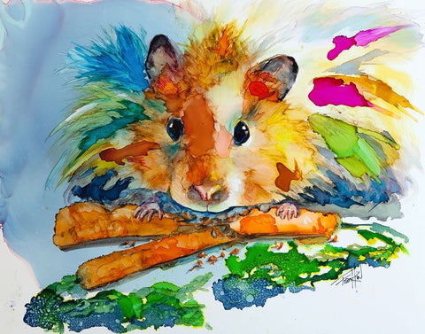 Eating My Veggies White Modern Wood Framed Art Print with Double Matting by Art by Leslie Franklin