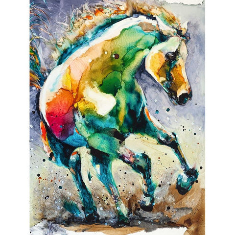 Horse of Another Color White Modern Wood Framed Art Print by Art by Leslie Franklin