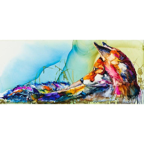 Thinking Outside the Fox Black Modern Wood Framed Art Print with Double Matting by Art by Leslie Franklin