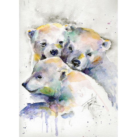 Huddled for Warmth White Modern Wood Framed Art Print by Art by Leslie Franklin