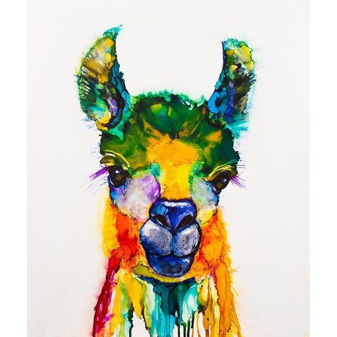 Llama-rama Black Modern Wood Framed Art Print with Double Matting by Art by Leslie Franklin