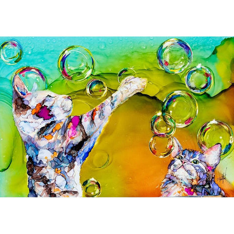 Double Bubble White Modern Wood Framed Art Print by Art by Leslie Franklin