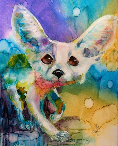 Im a Bit Fennec-y White Modern Wood Framed Art Print with Double Matting by Art by Leslie Franklin