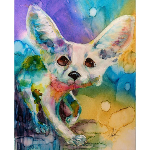 Im a Bit Fennec-y Black Modern Wood Framed Art Print with Double Matting by Art by Leslie Franklin